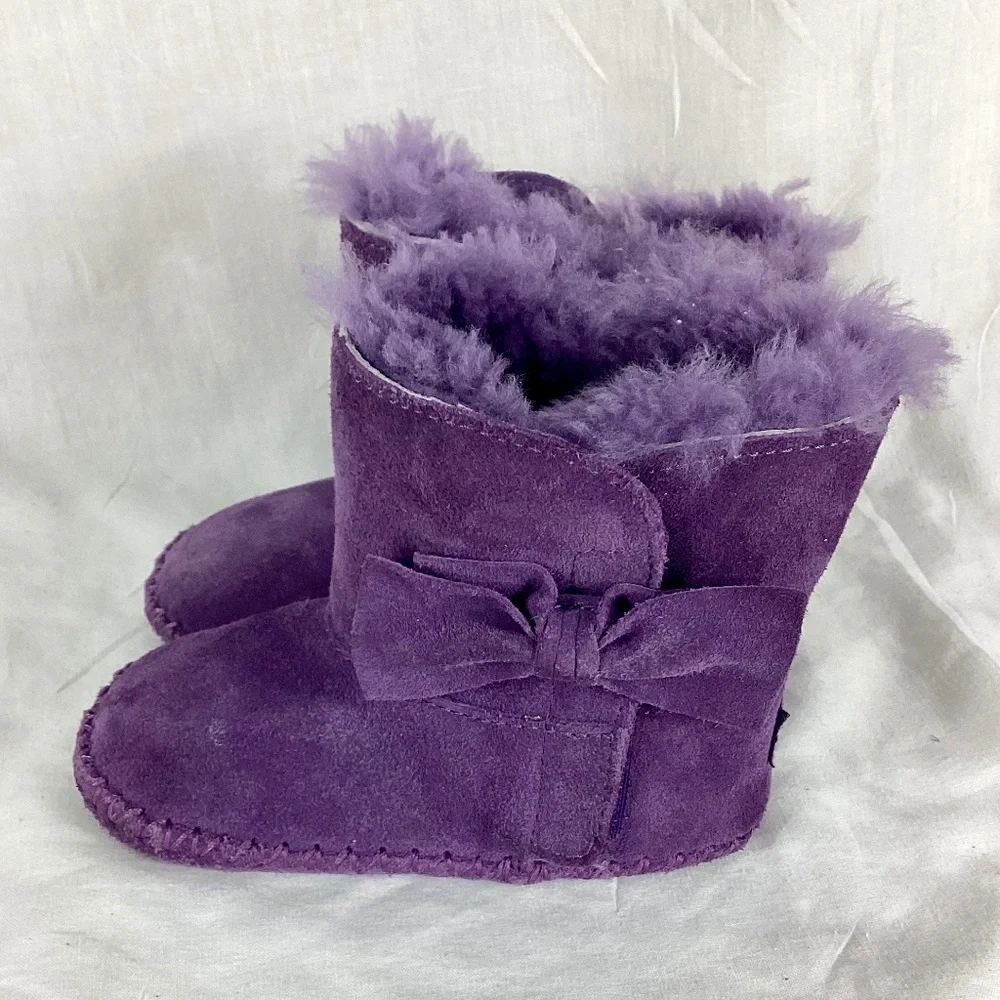 Ugg Suede Baby Toddler Hightop Boots Size 6 Faux Fur Purple
